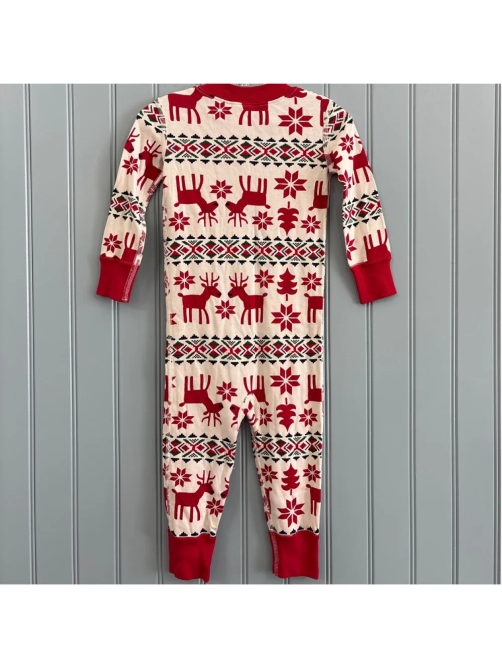 Hanna Andersson Pajama Set 18-24 Months Red Reindeer Organic Cotton